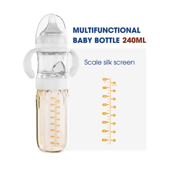 Anti Colic Self Mixing Baby Bottles 240ml Smooth Flow Newborn Glass Bottles