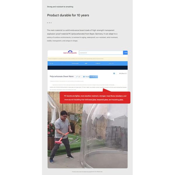 PC Outdoor Bubble House Combination for Camping Hotel Homestay Bar and Transparent Yurt Tent