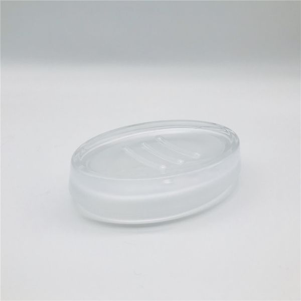 Frosted White Glass Bathroom Accessories Set 6pcs Waterdrop Shape Acid Wash Toilet Brush Holder