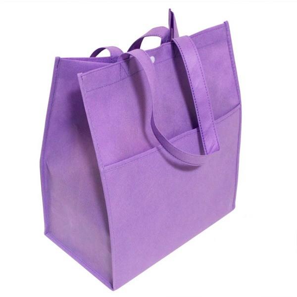 Foldable Custom Tote Bags / Purple  Non - woven Cloth Plain Shopping Bags