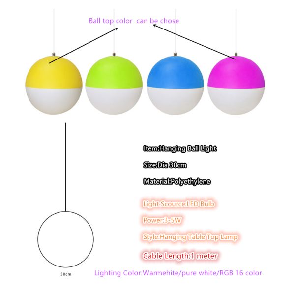 Suspension Led Color Changing Light Ball 30cm Globe Pendant Light