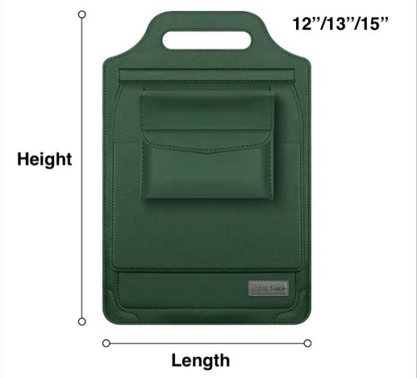 High Standard 13' Green PU Multi Purpose Laptop Sleeve Bags com Bolsa de Zipper