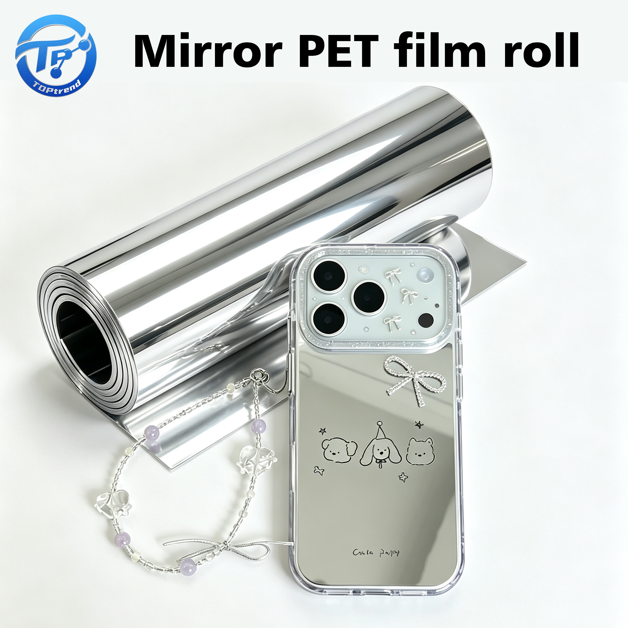 High Gloss PET Reflective Film For DIY Phone Case Cover Lamination Material