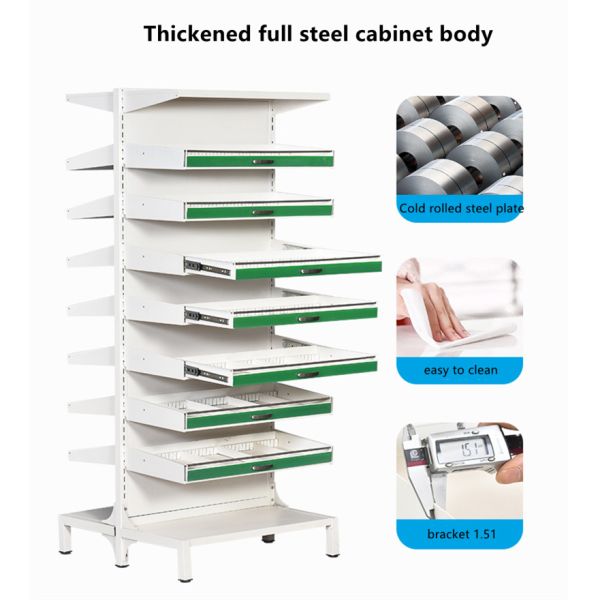 Double Sided Pharmacy Medicine Display Cabinet Clinic Multi Layer