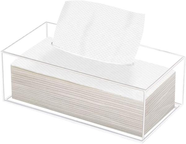 Square Clear Acrylic Tissue Box Holder Cover Transparent Toilet Paper 9.25x5.2