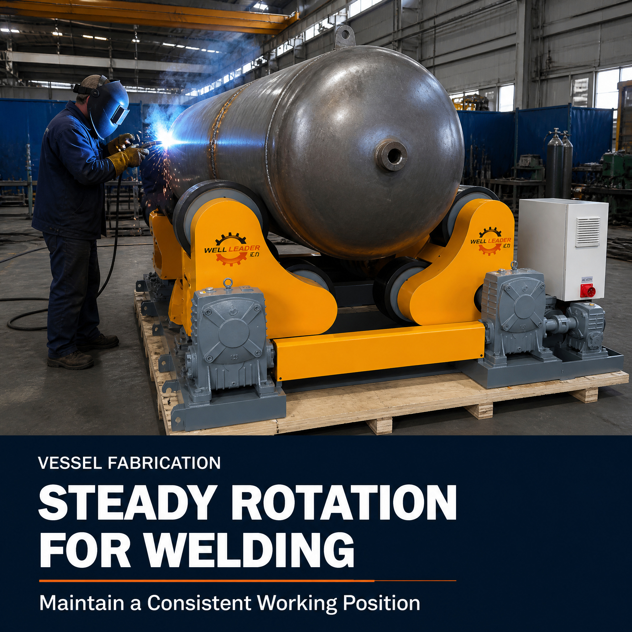 Heavy Duty Welding Rotator for Vessel Fabrication, Stable Controlled Rotation for High Quality Circumferential Welds
