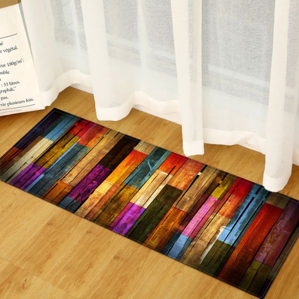 Wood Grain Absorbent Door Mat 40*120cm 60*180cm Bedroom Floor Carpets