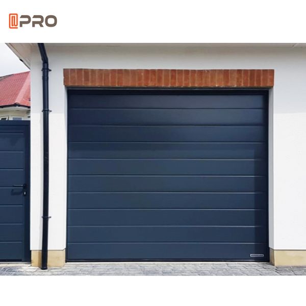 Apartment 8X7 Aluminum Garage Door Three Stripes Remote Control Sectional Black And White