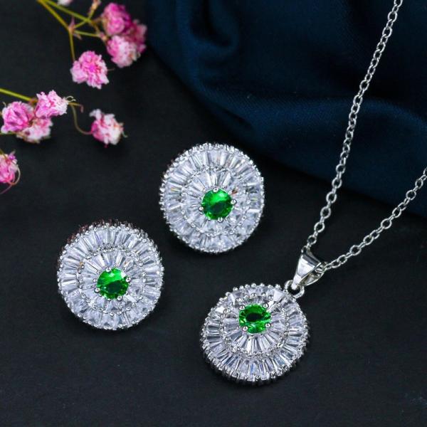 Fashion Luxury Jewelry Set Rhodium AAA Cubic Zircon Cz zircon Necklaces Earrings Jewelry Sets Wedding Set