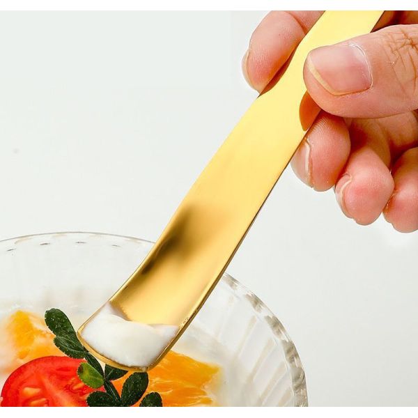 Customized Metal 304 Stainless Steel Ice Cream Scoop Slender Spoon for Dessert Square