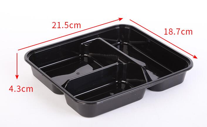 3 4 коробка для завтрака отсека 100% Pp черная microwavable для пищевого контейнера