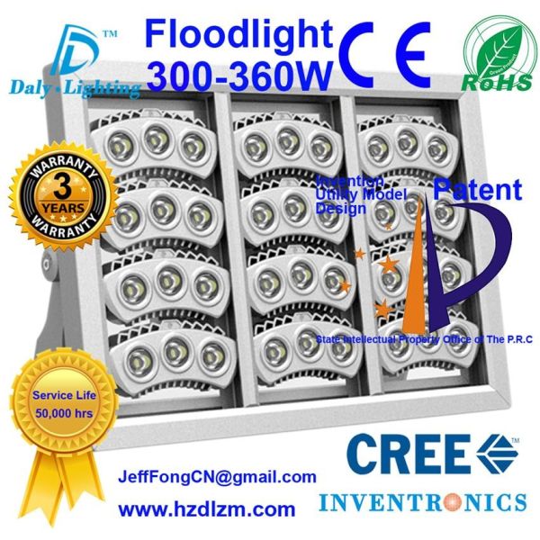 LED Flood Light 300-360W with CE,RoHS Certified and Best Cooling Efficiency Floodlight Made in China