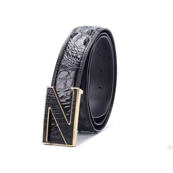 Custom logo fashion casual belt alloy automatic buckle crocodile men's belts
