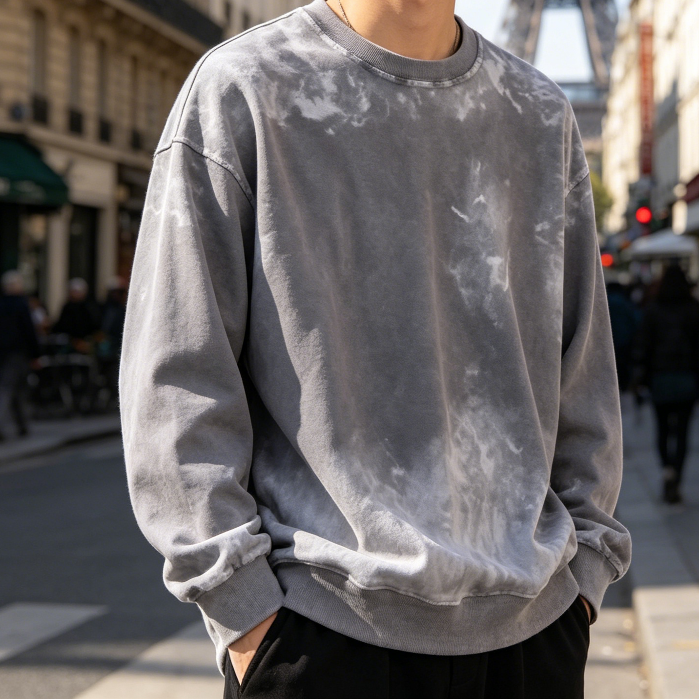Couple Casual Long Sleeve Hoodie Vintage Snow Washed Mens Cropped Sweatshirt For Autumn
