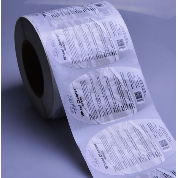 Custom printing glossy waterproof car hubs detergent bottle packaging sticker labels rolls