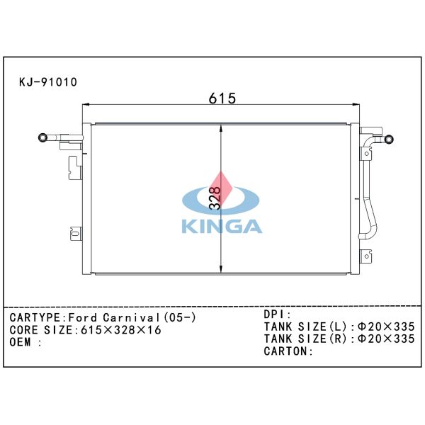 2005 Auto air conditioning cooling condenser for Ford Carnival PA 16