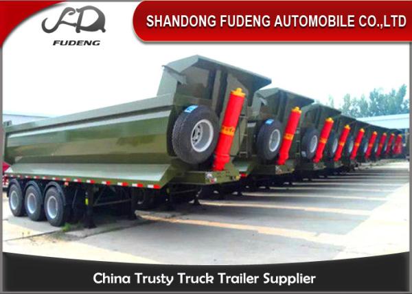 Hydraulic Self Discharge Dump Semi Trailer 8mm Plate Side Wall 6mm 60 Cubic