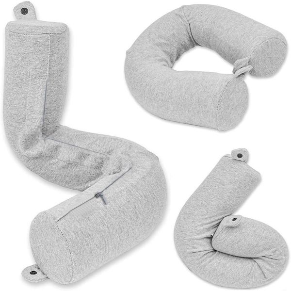 Memory Foam Neck Support Travel Pillow Bendable Roll Pillow for Sleeping on Airplane