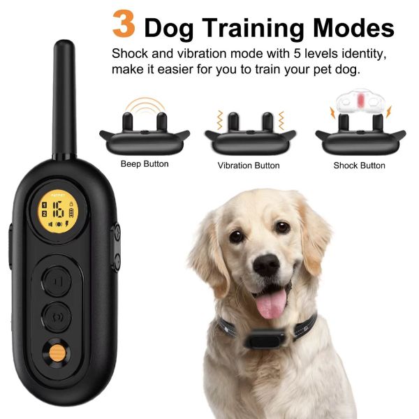 Fashionable Eco-Friendly Modern Nylon PC Plastic Rechargeable Electric Dog Training Shock Collar Waterproof Safe Remote Beeper