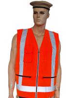 Veste de sécurité réfléchissante à haute visibilité orange fluorescent