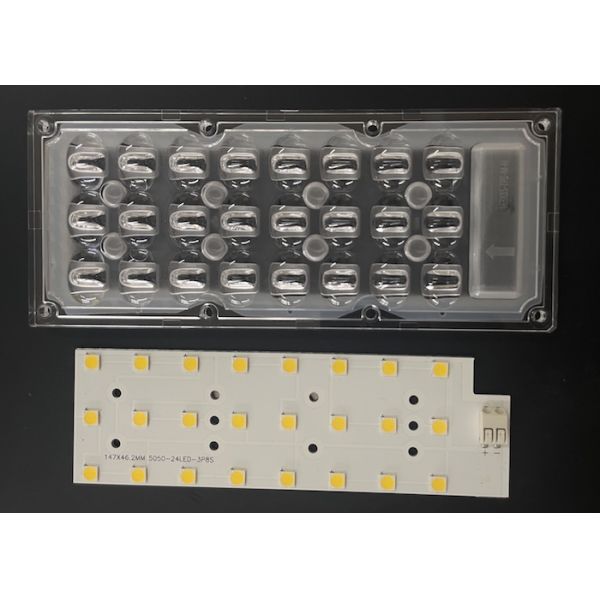 173x71mm 24 LED 5050 SMD Модуль LED Street Light Компоненты с оптическими линзами