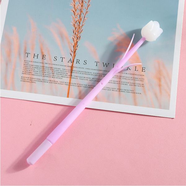 Color Changing Flower Pens - Pack Of 30 Ballpoint Pens Creative Gel Ink Rollerball Pen For School Home Office Stationery Store Kids Girls Gift, Black 0.38mm (Tulip)