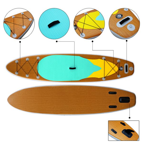 Wood Grain Sup Board Surfboard Adult Stand-Up Surfboard Water Ski Water Board Inflatable Paddle Board