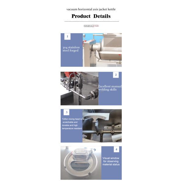 Red Bean Paste Vacuum Jacketed Kettle with 100-600L Capacity and Horizontal Agitator