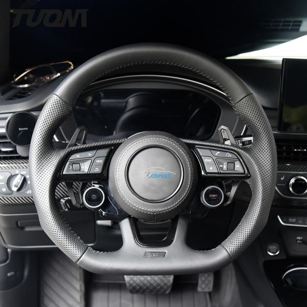 Perforated Smooth Leather Audi R8 Steering Wheel Plain Weave 350mm