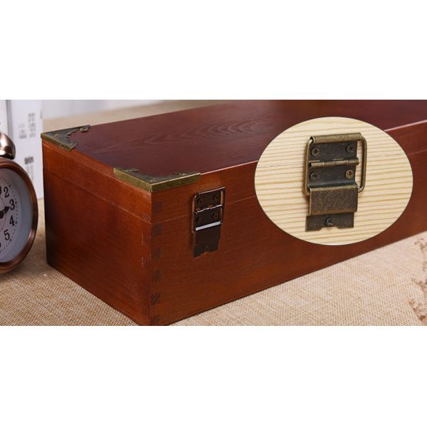 Customized Logo Acceptable Vintage Style Wooden Jewelry Gift Box with Lock and Key
