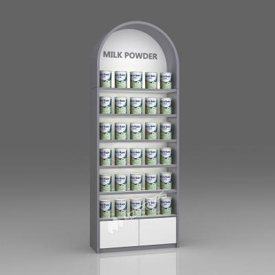 Single-sided Shelves Milk Powder Wall Cabinet Wood Metal Rack for Baby Store Interior Design