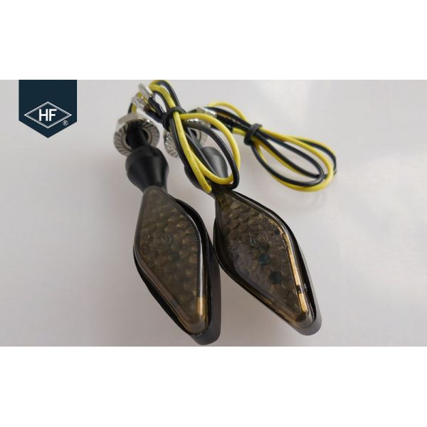 2 PCS Universal Aftermarket Motorcycle Lights LED Metal Amber Black Blinkers