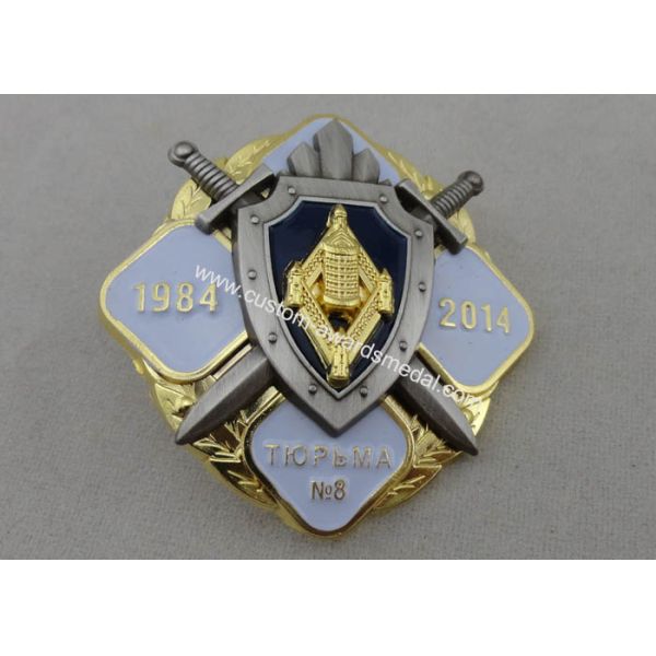Zinc Alloy Police Souvenir Badges With Soft Enamel 3D Design With Gold Plating
