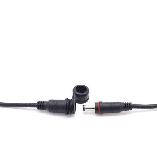 Black PVC DC Cable Connectors 5A Current Rating Electric Waterproof  Plug Type