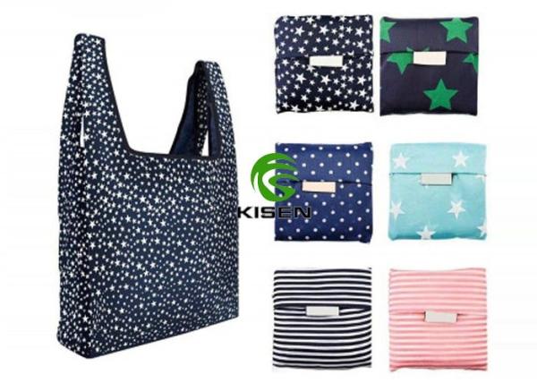 Customized Folded Reusable Polyester Shopping Bags Eco Friendly Lightweight
