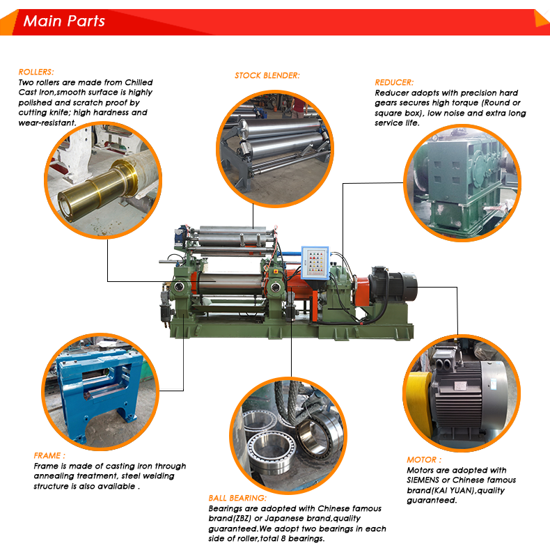 Nylon Bush Open Mill Rubber Mixing Machine Ac380v 37kw 60hrc