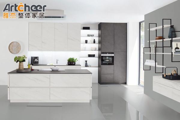 Door Drawer Base Cabinets White Color Kitchen Cabinets with Bamboo Pull Down Storage