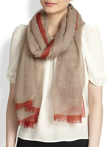 Contrast Border Wool Scarf