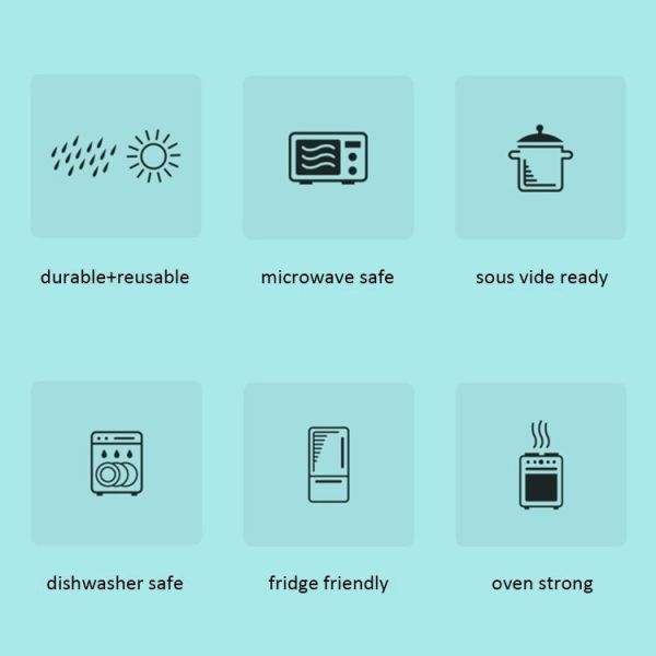 Sacs de conservation alimentaire réutilisables en silicone écologiques – Hermétiques, sans BPA et étanches – Sans danger pour le congélateur, le micro-ondes et le lave-vaisselle – Parfaits pour la préparation des repas, les restes, les aliments pour bébés et les voyages