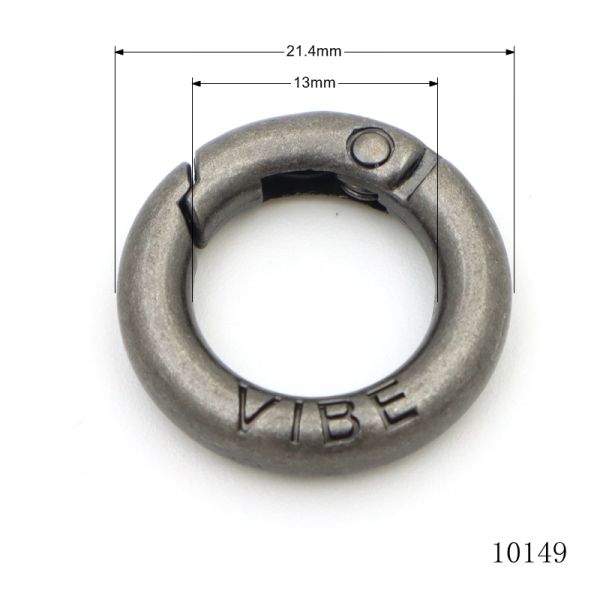 Gunmetal Spring O Ring Zinc Alloy Round Carabiner Ring For Handbag Keychain Decorative