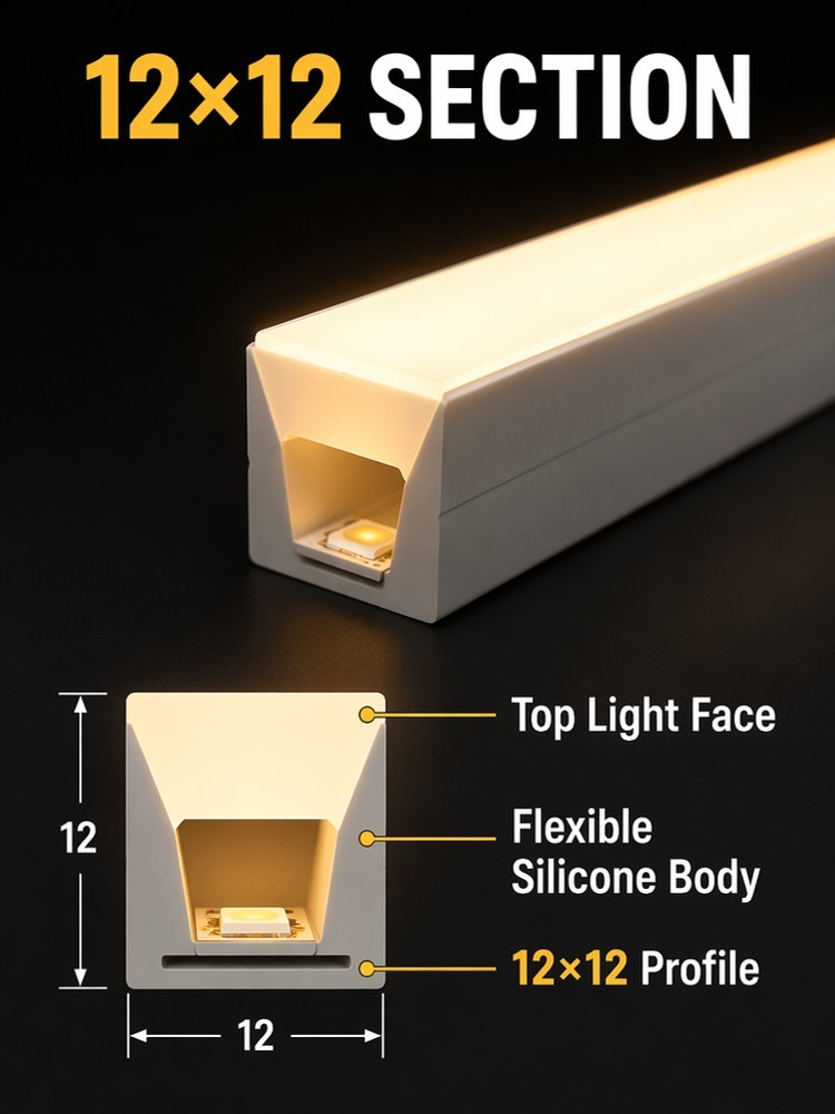 Front Emitting Silicone LED Strip Lights 12x12mm IP66 Rating 2700K 3000K 3500K 4000K 6500K