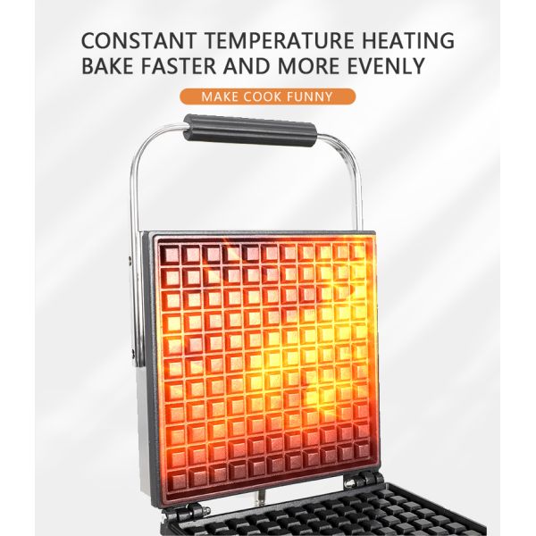 Lojas de alimentos e bebidas Fabricante de waffles quadrados elétricos comerciais com fatias simples/dobras