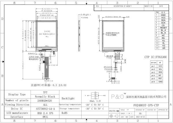 Polcd 2.4 inch Touch Panel 240x320 IPS Tech Capacitive Touch Screen 2.4 Mini Small TFT LCD Display