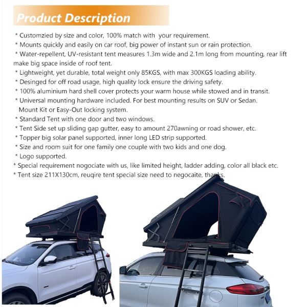 Beach Vacation Design Aluminium Slimline Rooftop Tent with Low Profile 160 Size Made