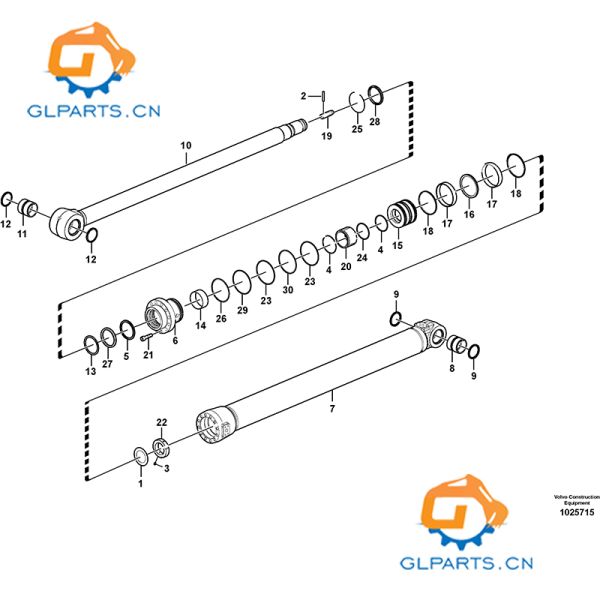 EC290 Volvo cylindre hydraulique de l'excavatrice cylindre à bâton 14550433 VOE14550433