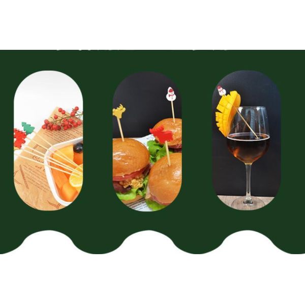 Different Size Bamboo Fruit Sticker Art Stickers Snowman Stickers for Cocktail Decoration