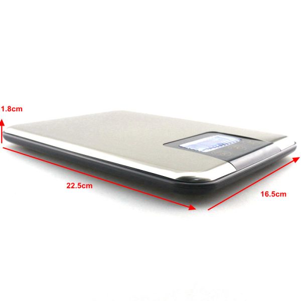 10kg 1g Digital Scale Electronic Kitchen Food Jewelry Balance Stainless Steel Platform Touch Bottom LCD Back light