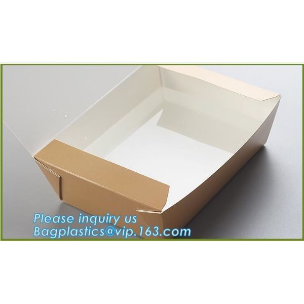 Disposable brown kraft paper boat paper food tray,Latest design food grade cardboard food fold paper boat trays bagease