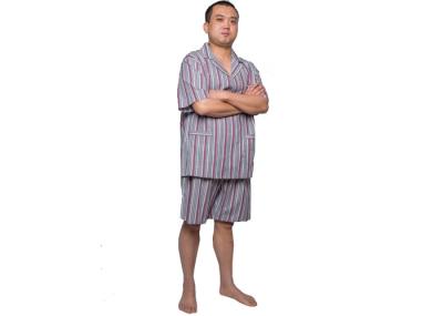 Mens Sping Woven 100 Cotton Pajamas Short Sleeve Short Pant Weven Colours Vertical Stripe