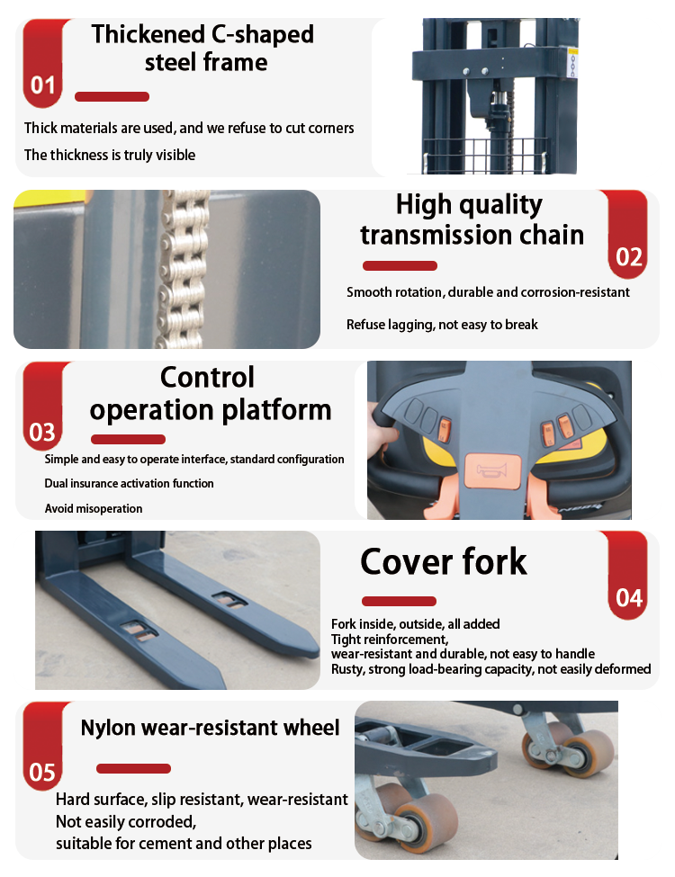 Warehouse Grade Full Electric Stacker 2 Ton Capacity 3 Meter Lift With Dual Lifting System